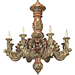 C173-WCH 09 By Artdemexico - Wood Lighting Collection Collection Aged Pecan Finish Carved Wood Chandelier